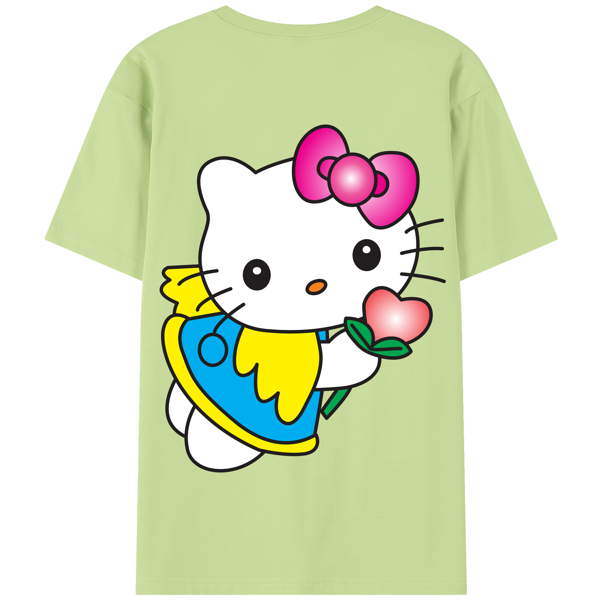 （画像用） Hello Kitty ハローキティ 綿100％半袖Tシャツ（背面プリント）